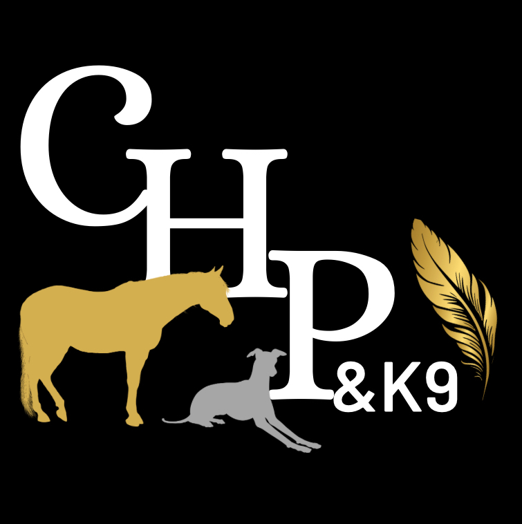 CHP K9 Board & Train logo featuring a horse and greyhound silhouette
